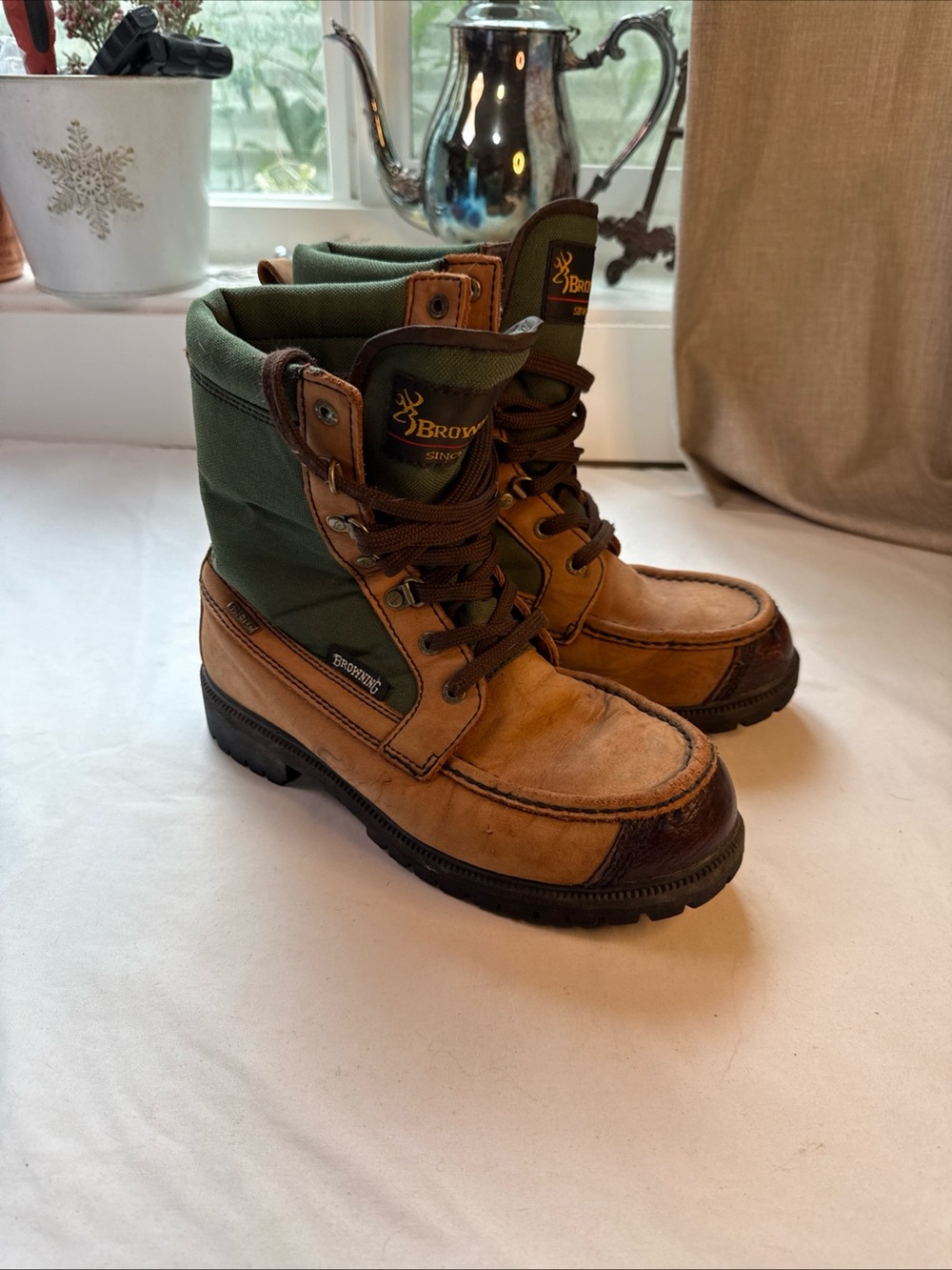 Browning Brown & Green Leather Hunting Boots